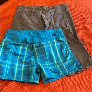 Two sz6 North Face shorts